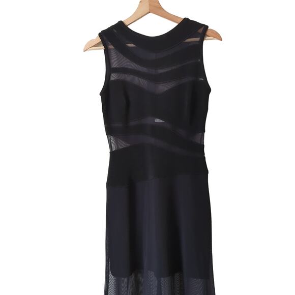 Tadashi Womens Cut Out Mesh Full Length Floor Evening Gown Formal Black Dress S - Picture 2 of 8